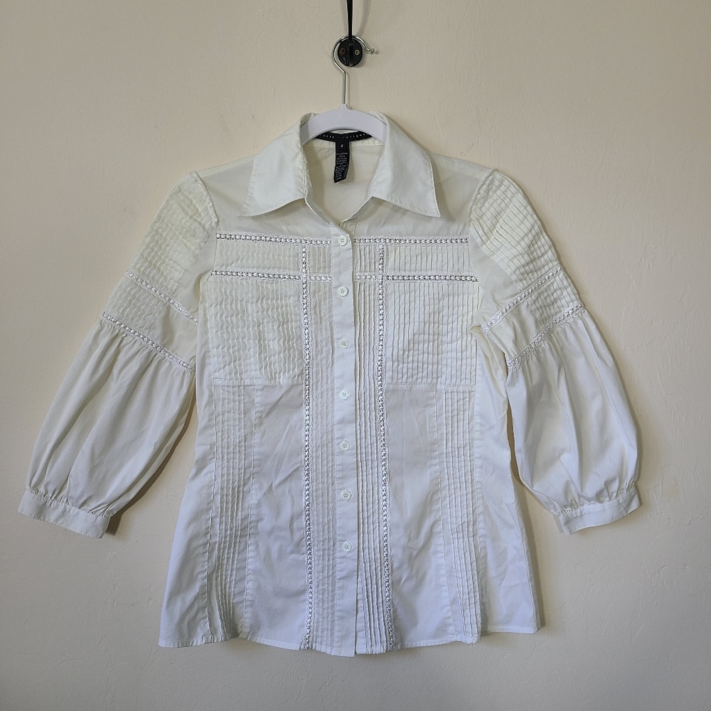 Robert Rodriguez Womens 2 White 3/4 Puff Sleeve Shirt Victorian‎ Style Edwardian